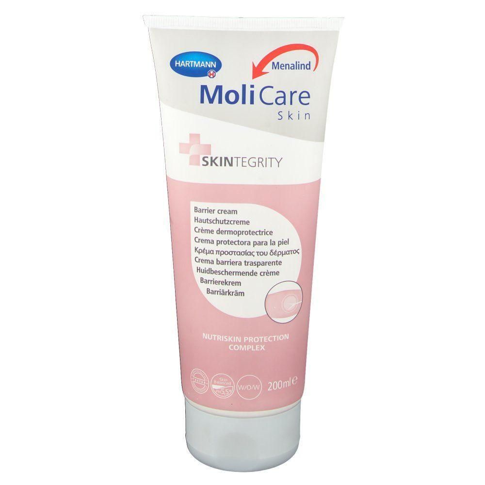 Crème barrière dans un tube avec logos Hartmann et MoliCare Skin.