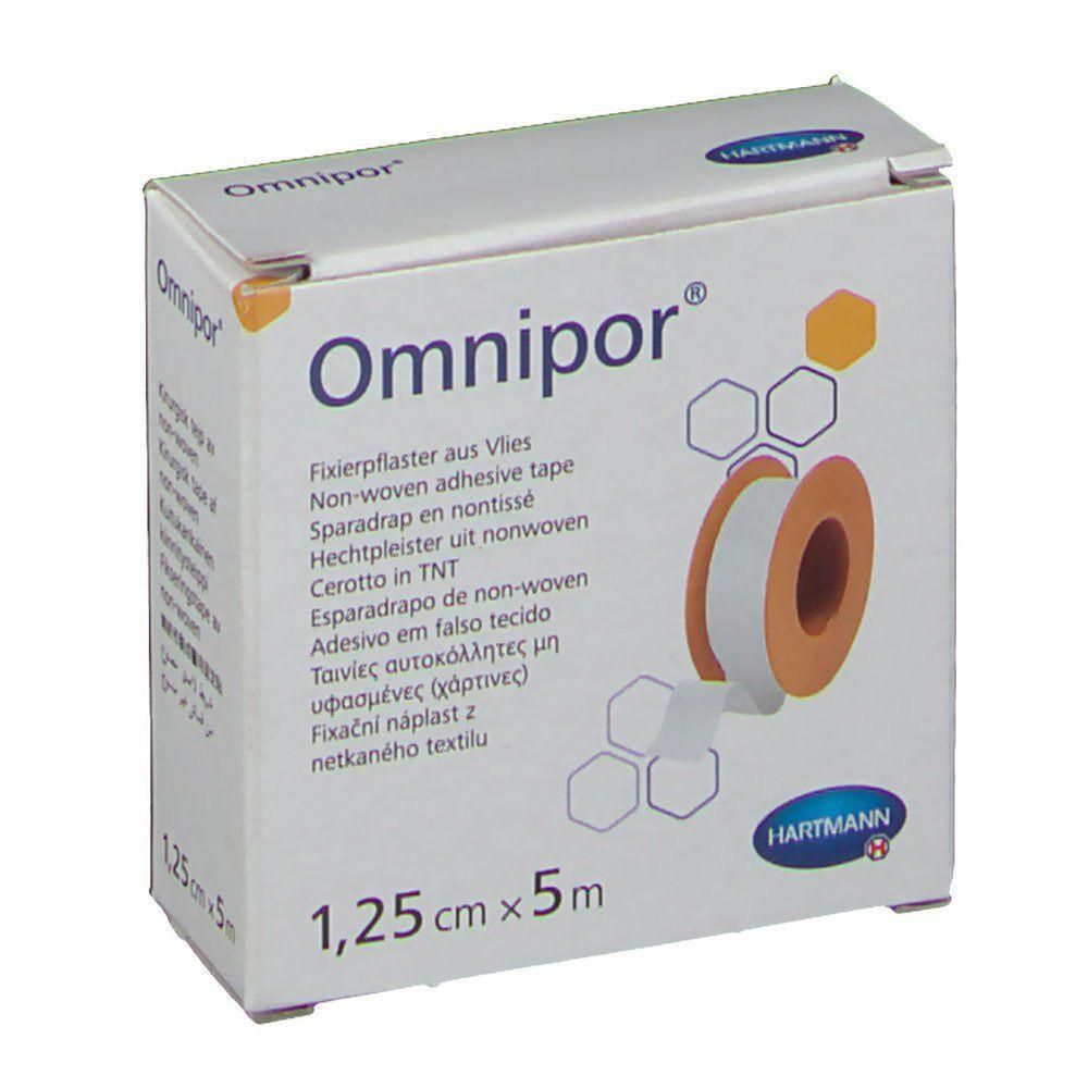 Omnipor sparadrap en nontissé, 1,25 cm x 5 m, avec logo Hartmann.