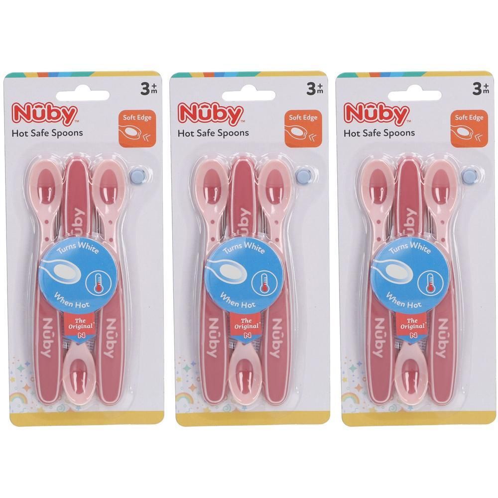 Nuby Lepels, 3 stuks, roze, hittegevoelig, vanaf 3 maanden.