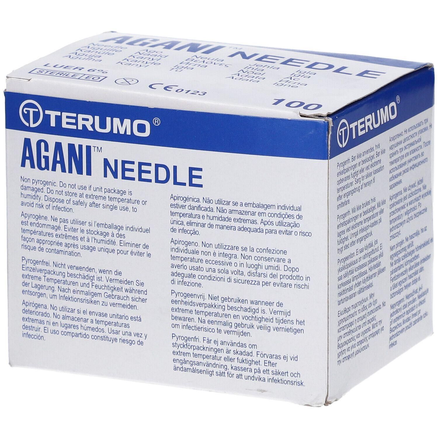 Boîte de aiguilles Terumo Agani, 100 pièces. Certifié CE0123.