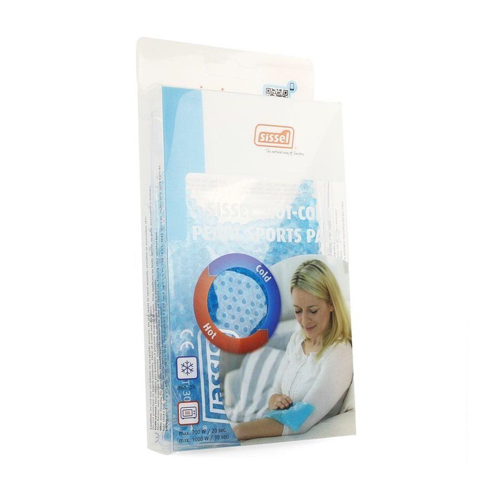 Emballage du Sissel Hot-Cold Pearl Sports Pack avec instructions d'utilisation et marquage CE.