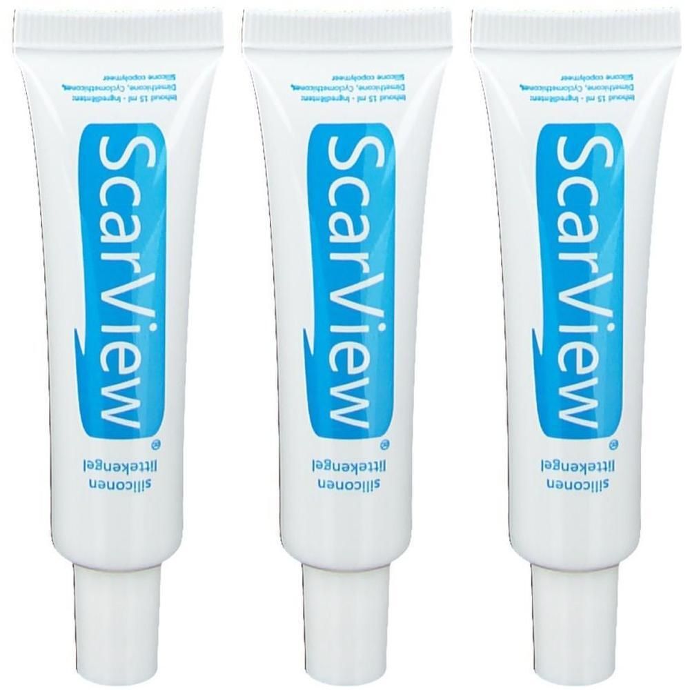 Drie tubes ScarView siliconen littekengel, elk 15 ml.