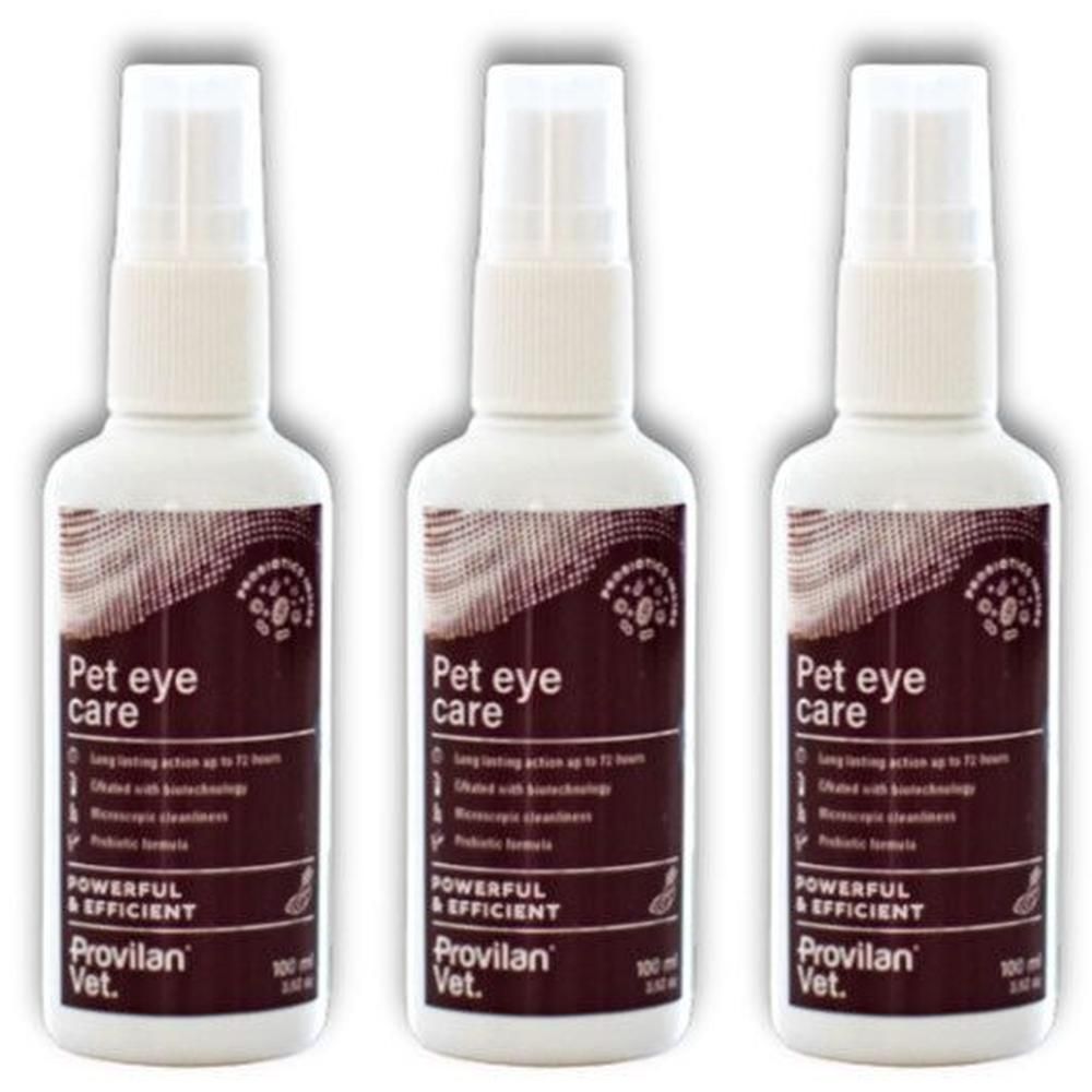 Trois flacons de Provilan Vet. Pet Eye Care, 100 ml.