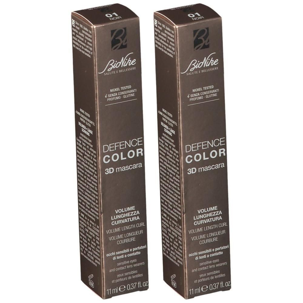 Twee verpakkingen BioNike Defence Color 3D Mascara, 11ml.