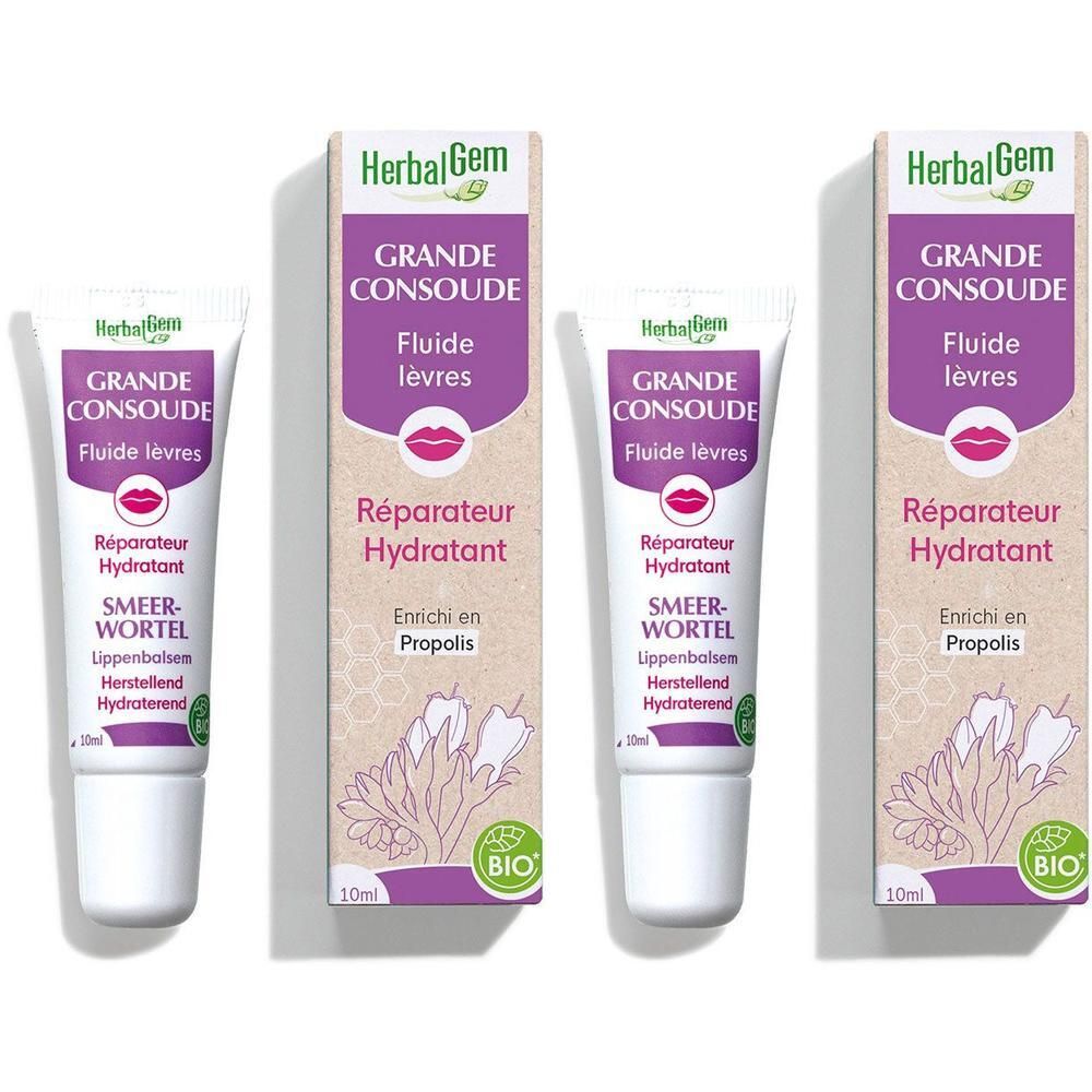 HerbalGem Baume à Lèvres Grande Consoude, 10ml. Fluide lèvres réparateur et hydratant.