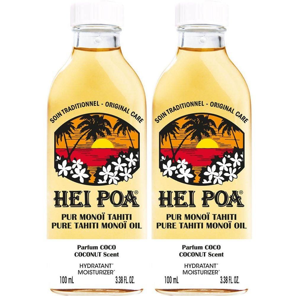 Twee flessen HEI POA Pure Monoï Olie Kokosgeur, 100ml.