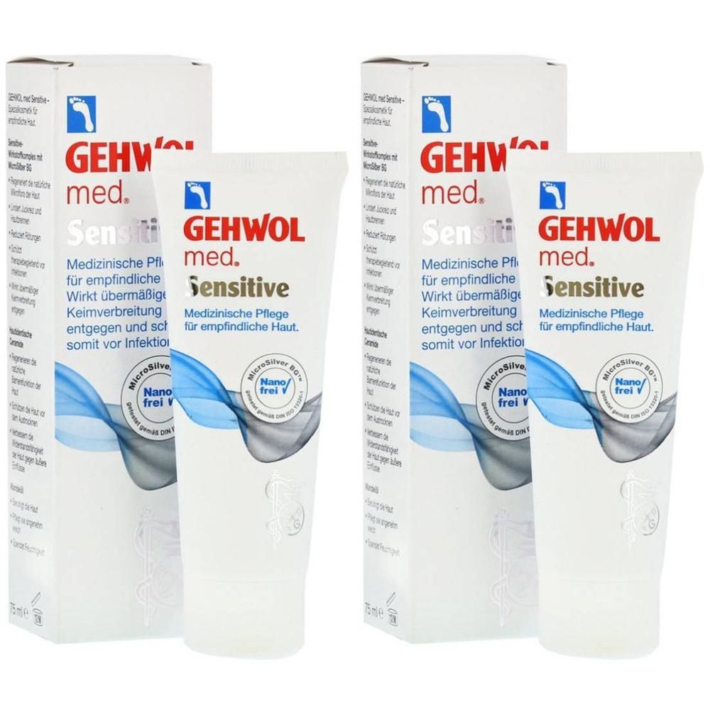 Twee tubes Gehwol med. Sensitive crème met doosjes. Medische verzorging voor de gevoelige huid.