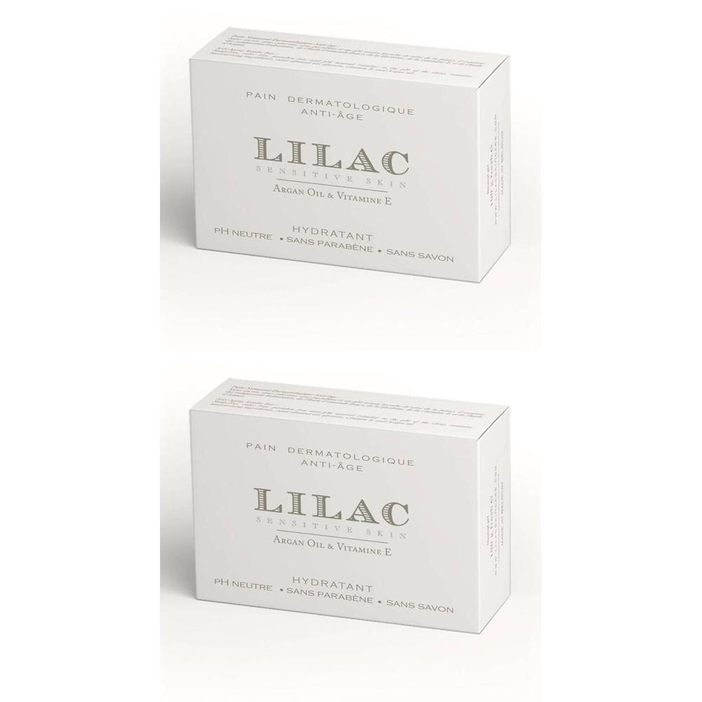 Twee pakken Lilac dermatologische zeep met arganolie en vitamine E. Anti-aging, voor de gevoelige huid.