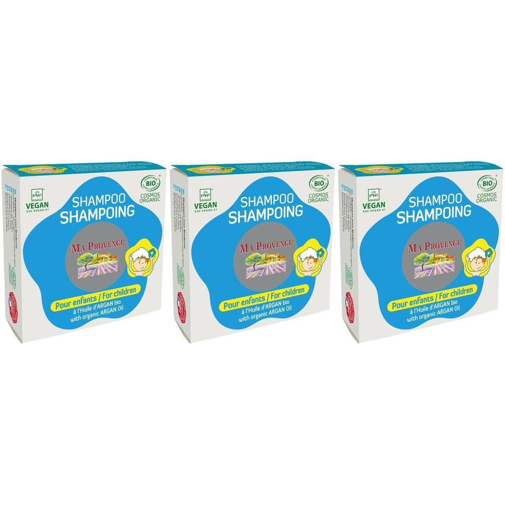 Drie dozen Ma Provence Biologische Kinder Shampoo met arganolie. Vegan en Bio gecertificeerd.