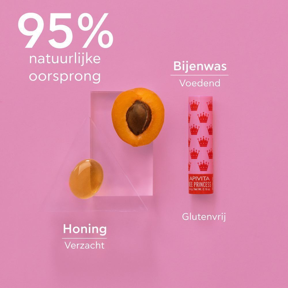 Lippenbalsem, abrikoos, honing. 95% natuurlijke oorsprong. "Bijewas Voedend".