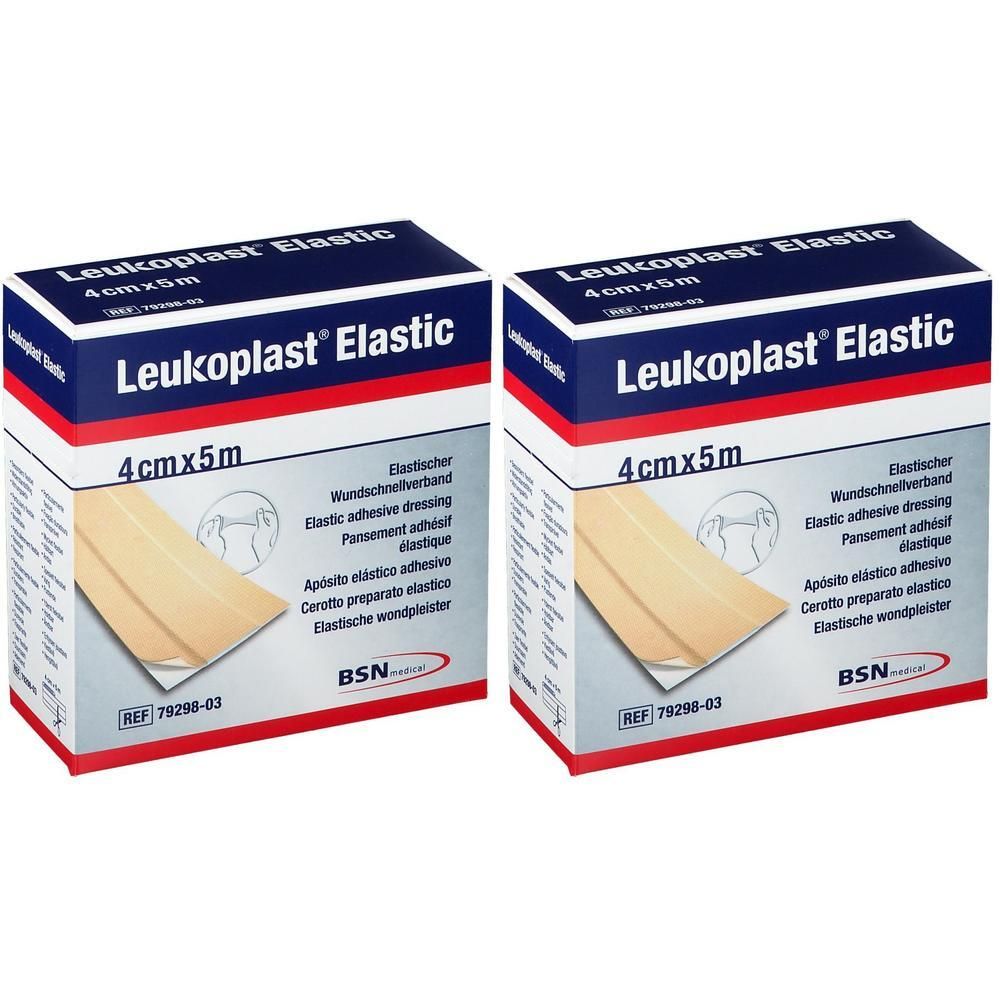 Twee verpakkingen Leukoplast Elastic 4cm x 5m elastische verbanden.
