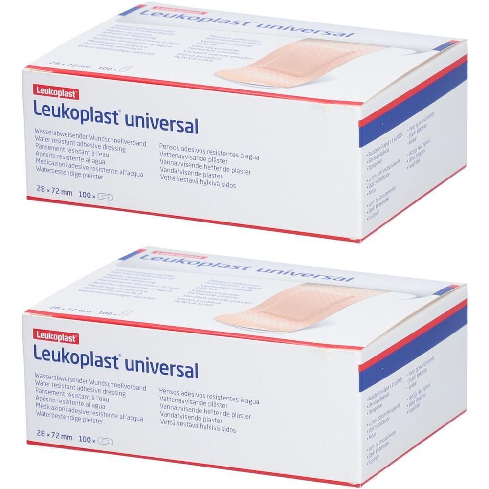 Twee pakken Leukoplast Universal pleisters, 28x72 mm.