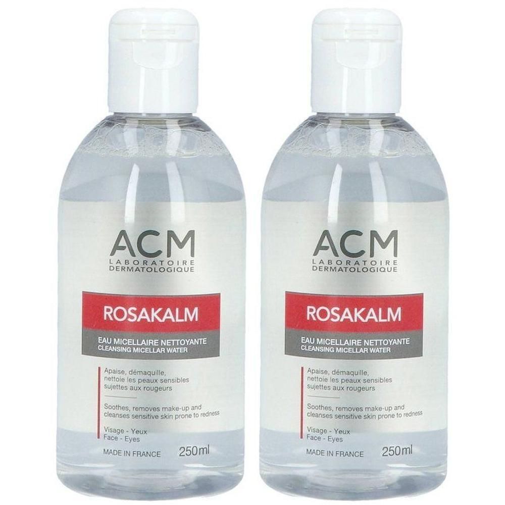 Deux flacons d'eau micellaire ACM Rosakalm, 250ml.