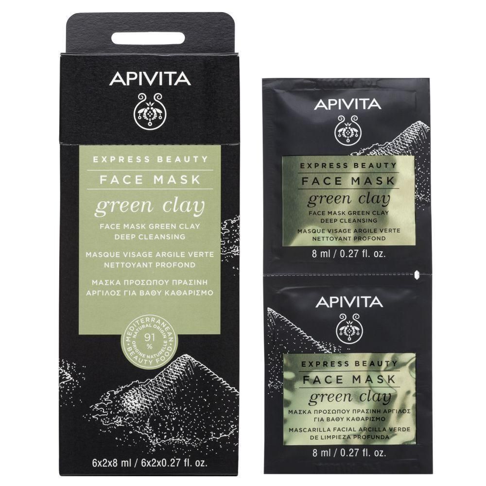 Apivita Express Beauty Masque Visage Argile Verte, 6x8ml.