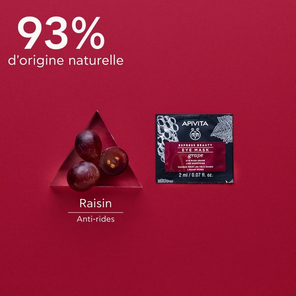 Masque pour les yeux Apivita au raisin. 93% d'ingrédients naturels, anti-rides.