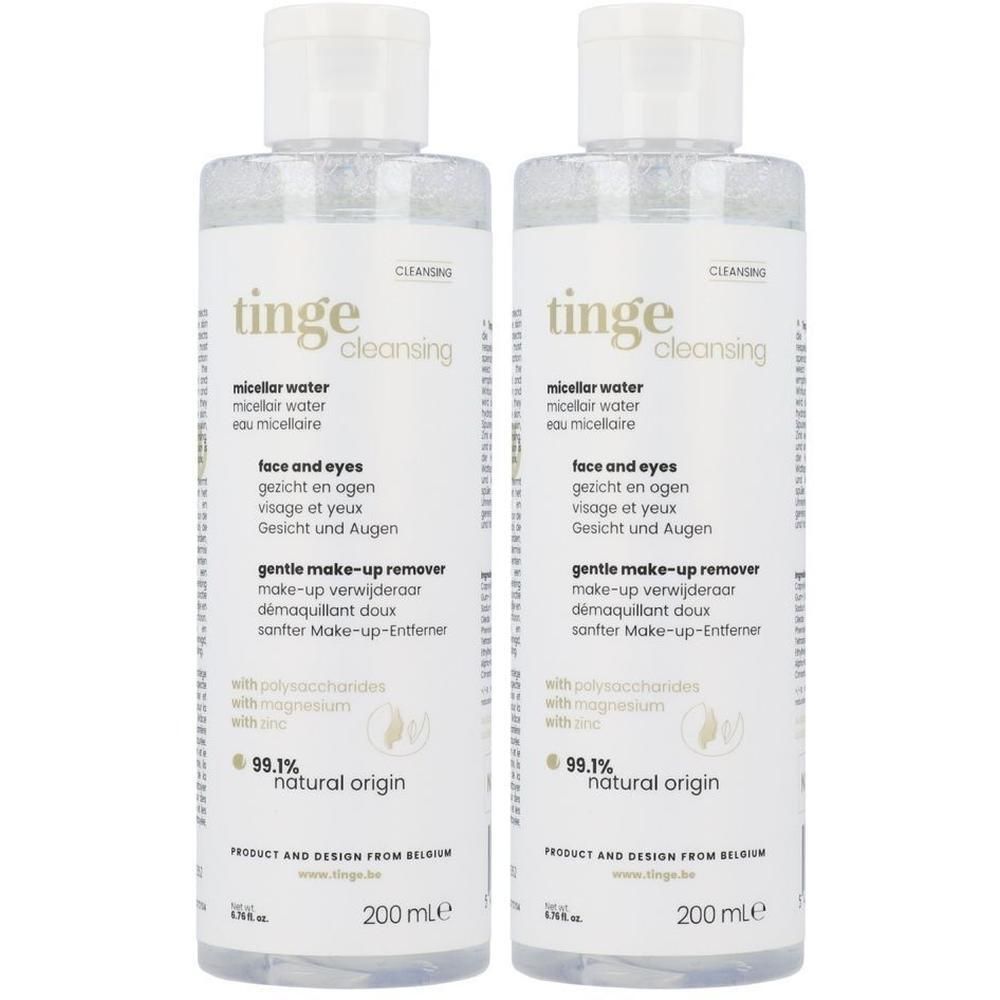 Twee flessen Tinge micellair water, 200 ml.