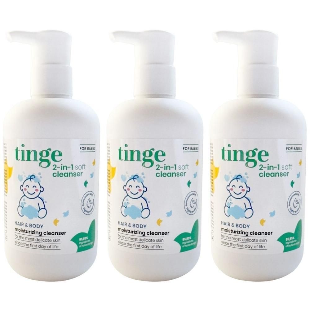 Drie flessen Tinge 2-in-1 Baby Wasgel Haar & Lichaam.
