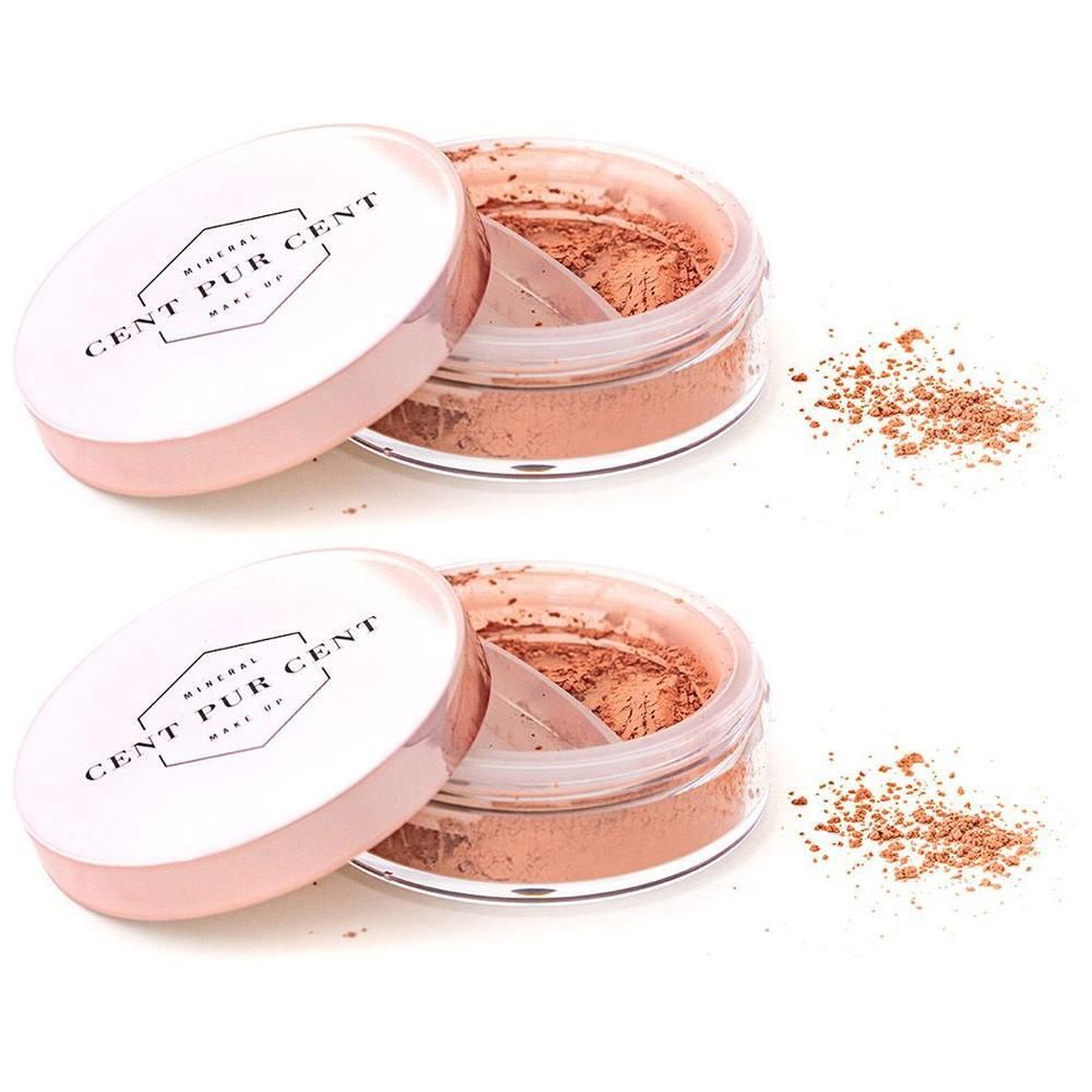 Deux pots de blush minéral libre corail.