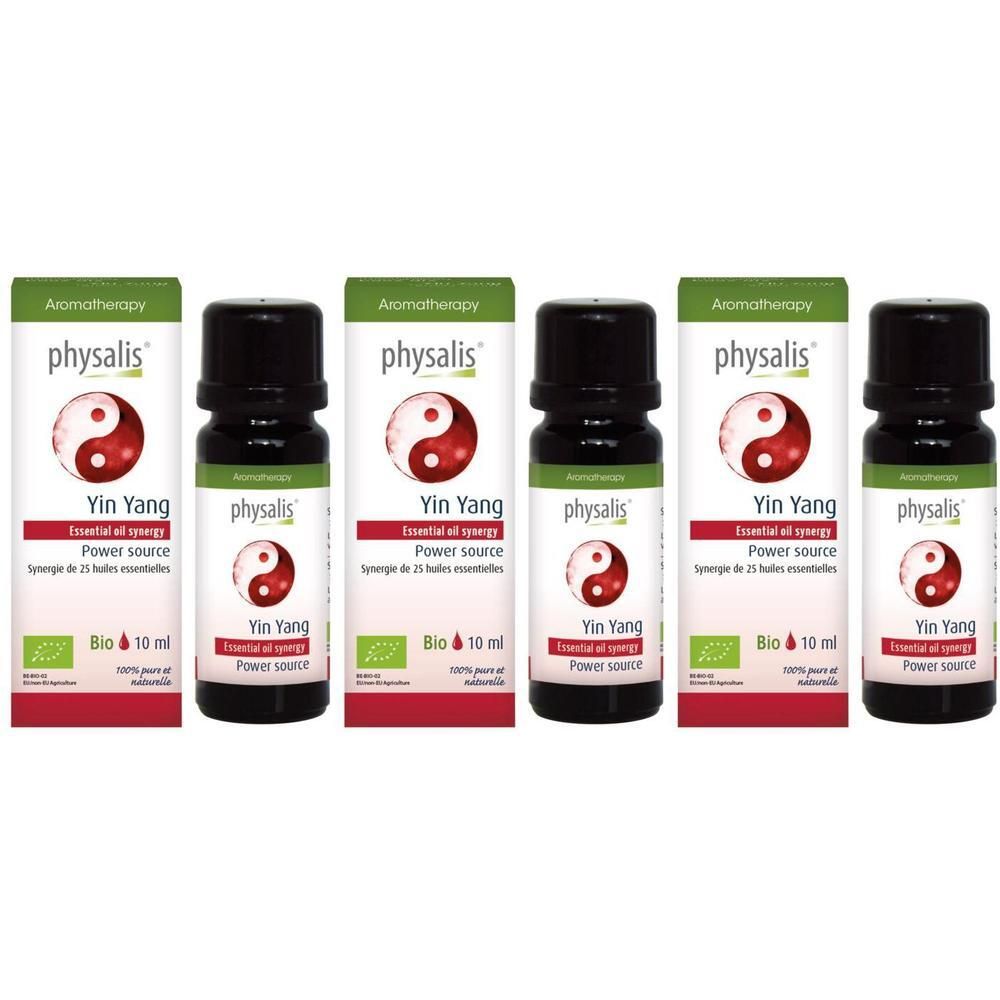 Huile essentielle Bio Physalis Synergie Yin & Yang, 3 flacons de 10ml.