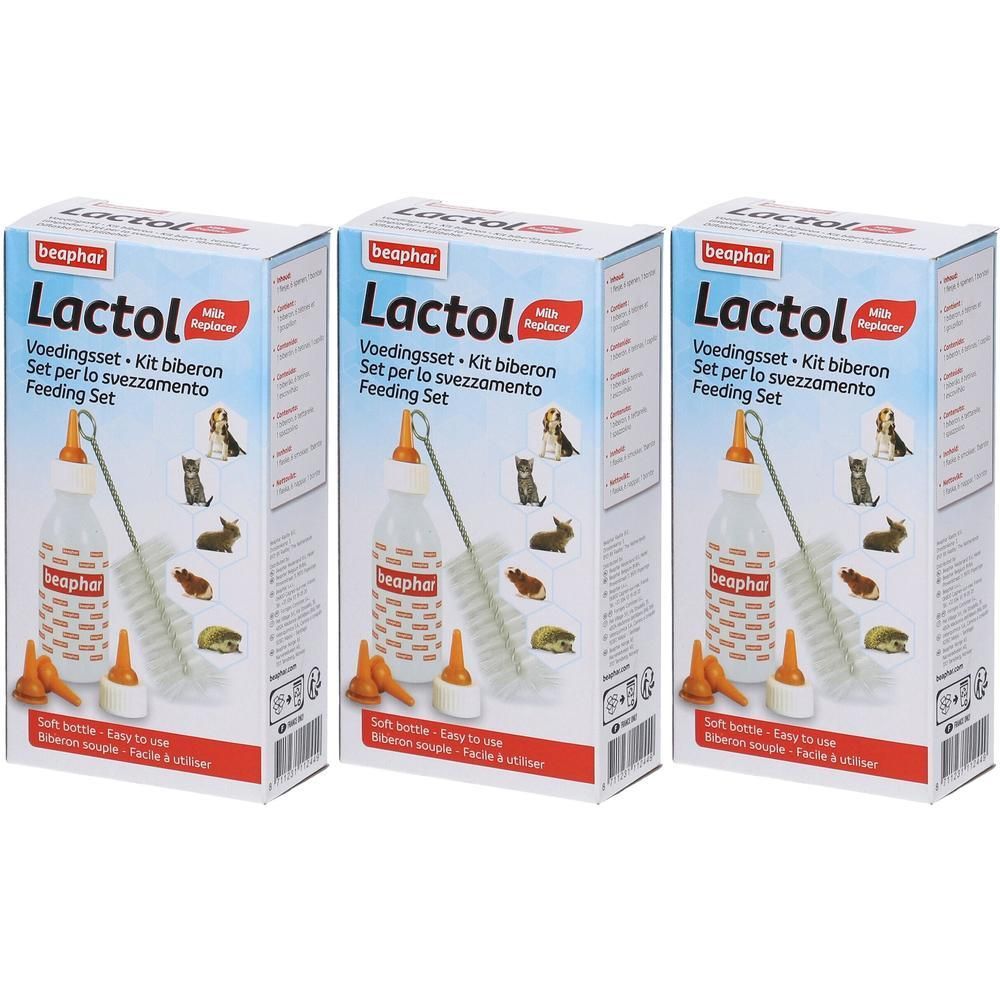 Beaphar Lactol voedingsset met fles, spenen en borstel.