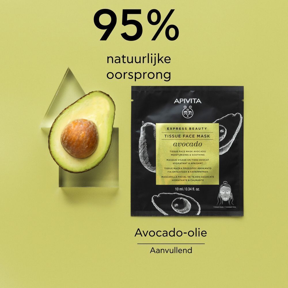 Apivita Gezichtsmasker Avocado, 95% natuurlijke oorsprong.