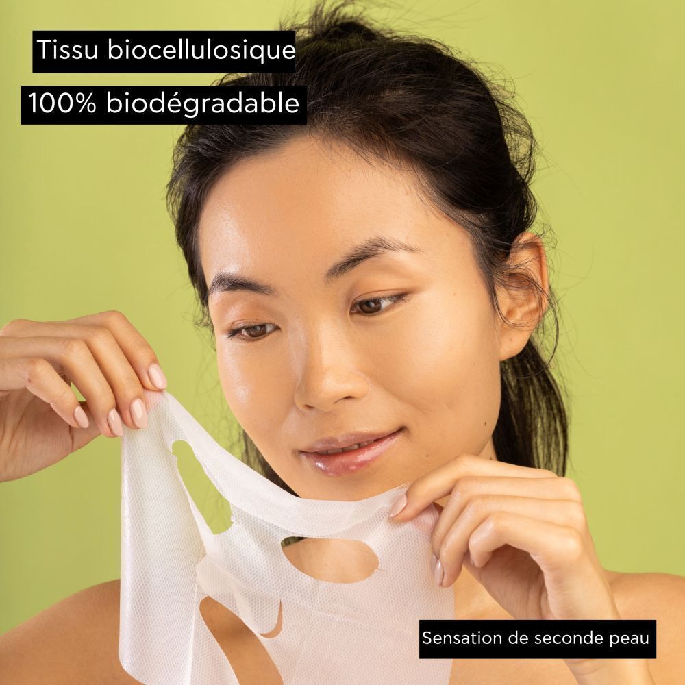 Masque facial Apivita Avocat en tissu 100% biodégradable.