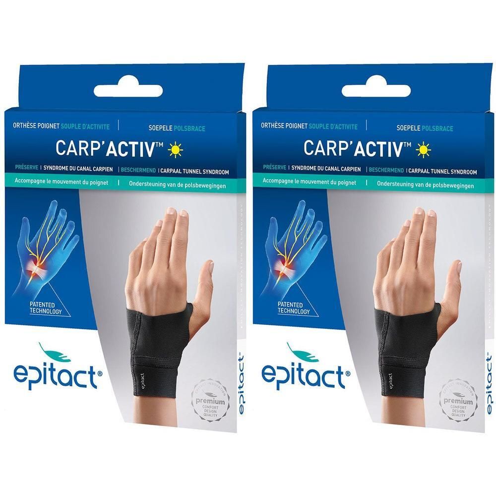 Epitact polsbrace Carp'Activ rechts, zwart. Gepatenteerde technologie.