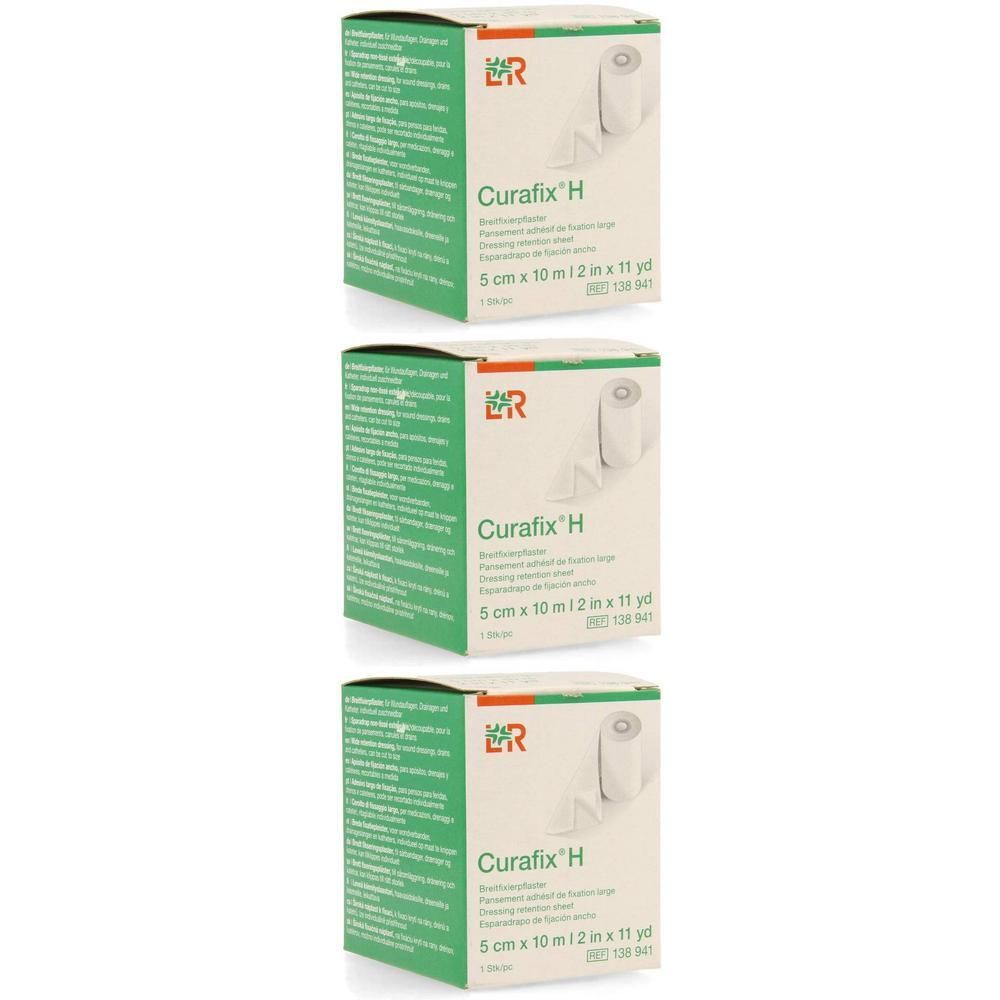 Drie dozen Curafix H Fixatiepleister, 5cm x 10m.