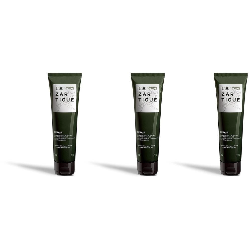 Trois tubes de Lazartigue Repair Soin Réparation Intense Kératine Végétale.