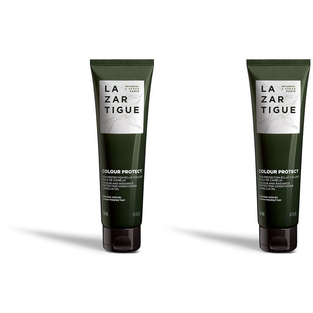 Twee groene Lazartigue Colour Protect tubes met zwarte dop.