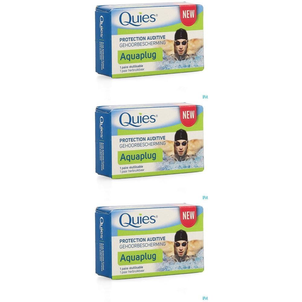 Quies Aquaplug Gehoorbescherming voor zwemmen. 1 paar herbruikbaar.