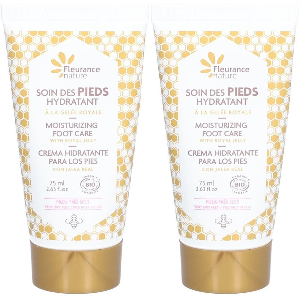 Deux tubes de Soin des Pieds Hydratant à la Gelée Royale Bio de Fleurance Nature.