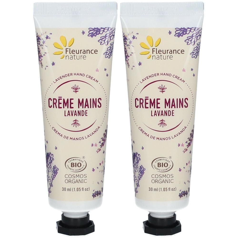 Twee tubes Fleurance Nature Lavendel Handcrème, 30 ml.