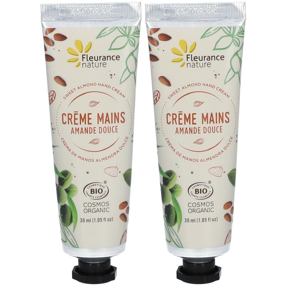Deux tubes de crème mains amande douce, 30 ml.