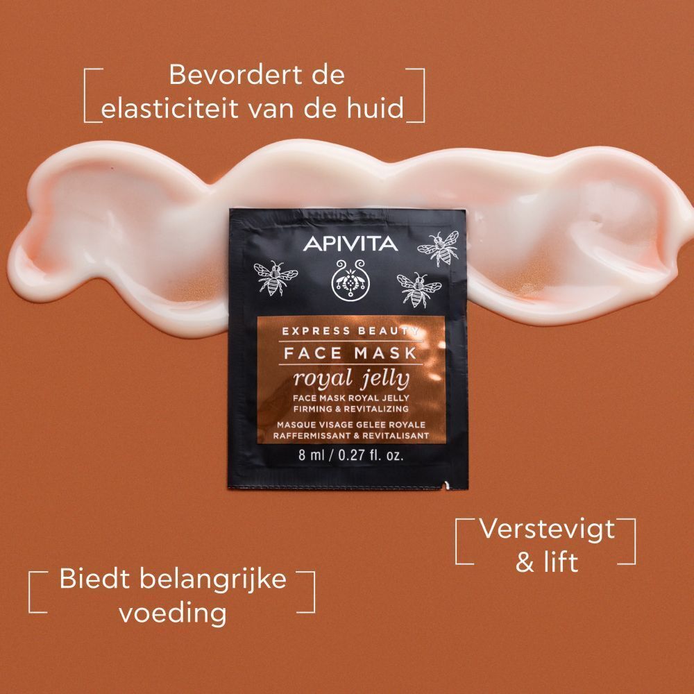 Apivita Express Beauty Royal Jelly gezichtsmasker met crème textuur.