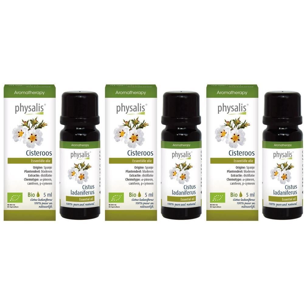 Vijf flesjes Physalis Ciste Ladaniferus etherische olie, 5ml.