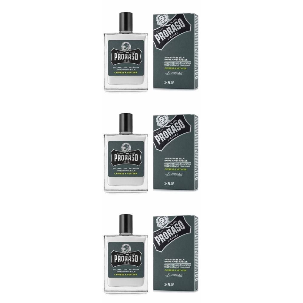 Baume après-rasage Proraso en flacon de verre avec boîte. Parfum : Cyprès & Vétiver.