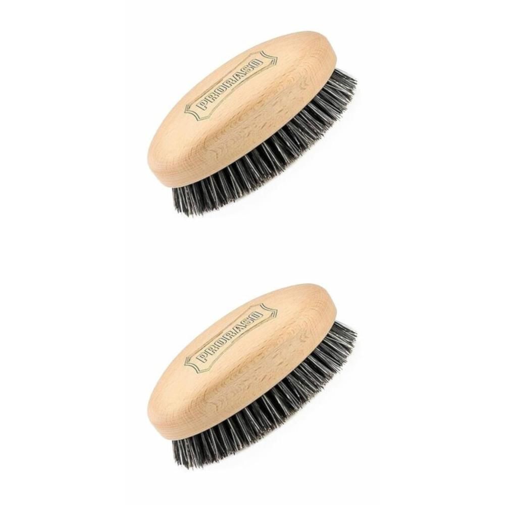 Deux brosses à barbe en bois avec des poils noirs et le logo Proraso.
