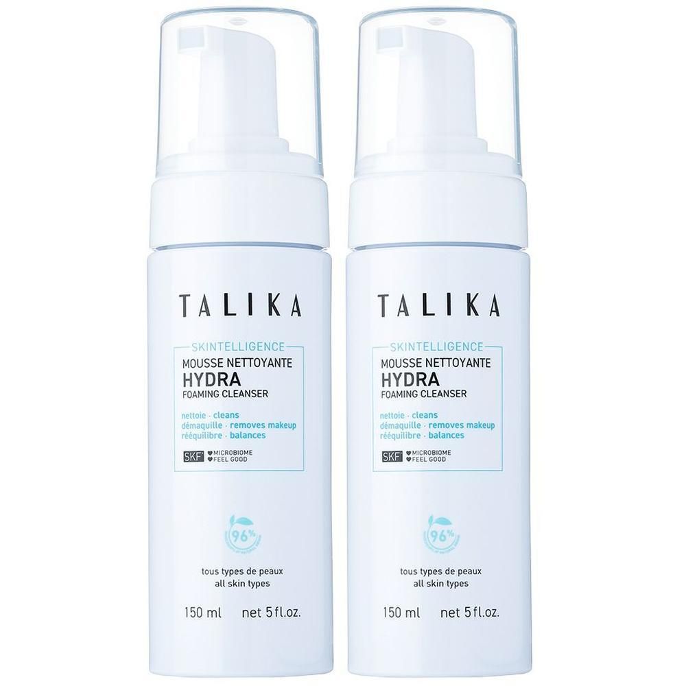Deux flacons de mousse nettoyante Talika Skintelligence Hydra, 150 ml.