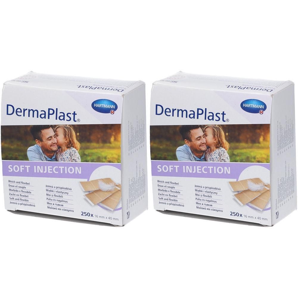 Twee pakken Hartmann DermaPlast Soft Injection pleisters, 16 x 40 mm.