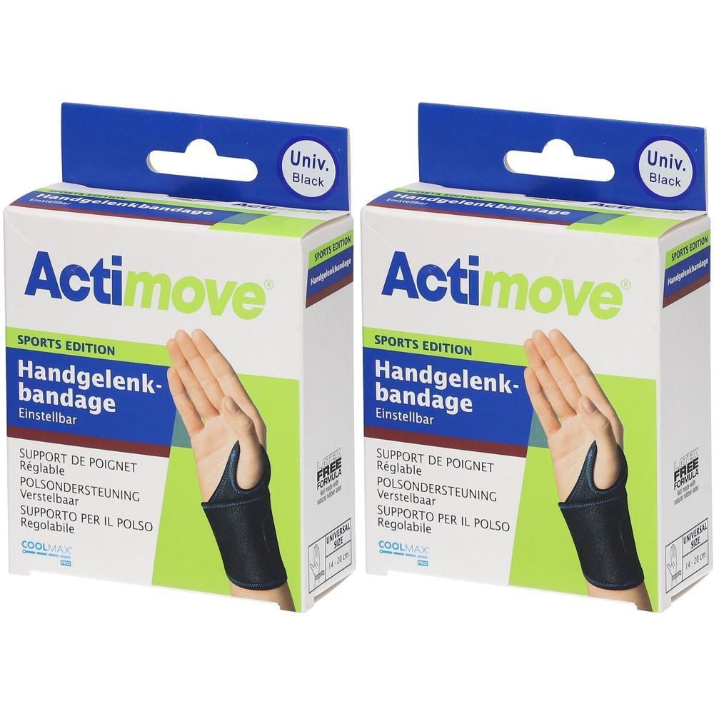 Actimove polsbandage, Sports Edition, verstelbaar, zwart.