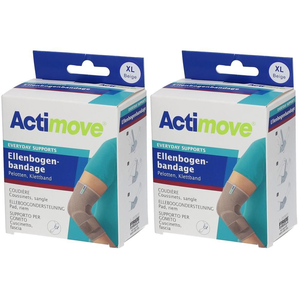 Actimove elleboogbrace, beige, maat XL. Twee verpakkingen.