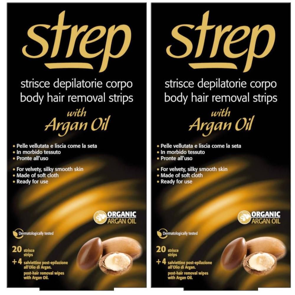 STREP Body hair removal strips met Arganolie. 20 strips en 4 doekjes.