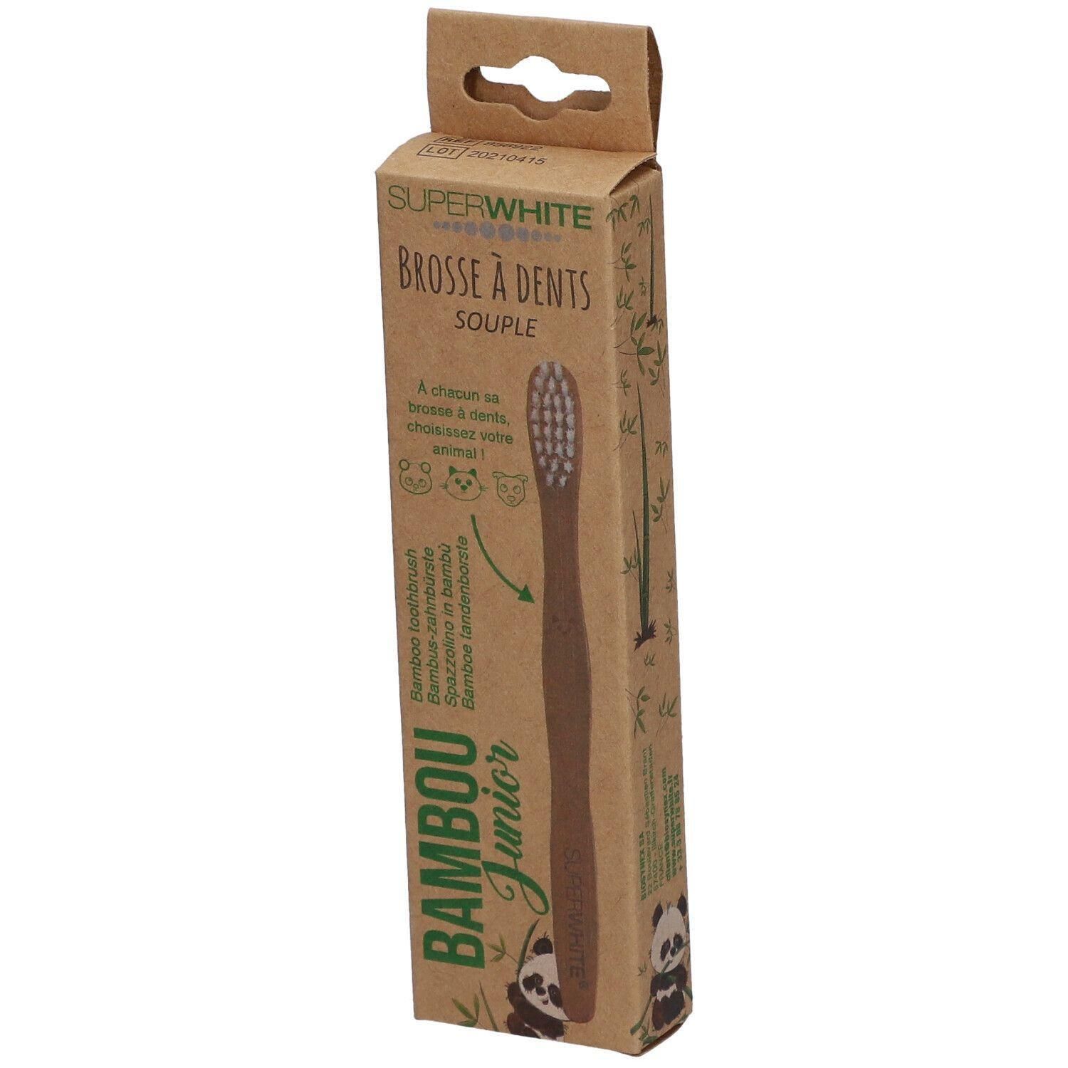 Brosse à dents Junior en bambou, souple, en boîte.
