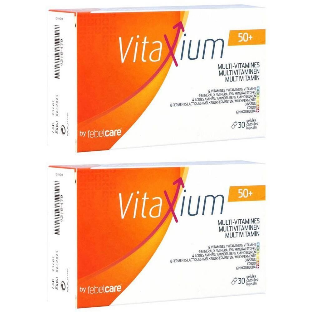 Vitaxium 50+ Multi-vitamines verpakking met 30 capsules.