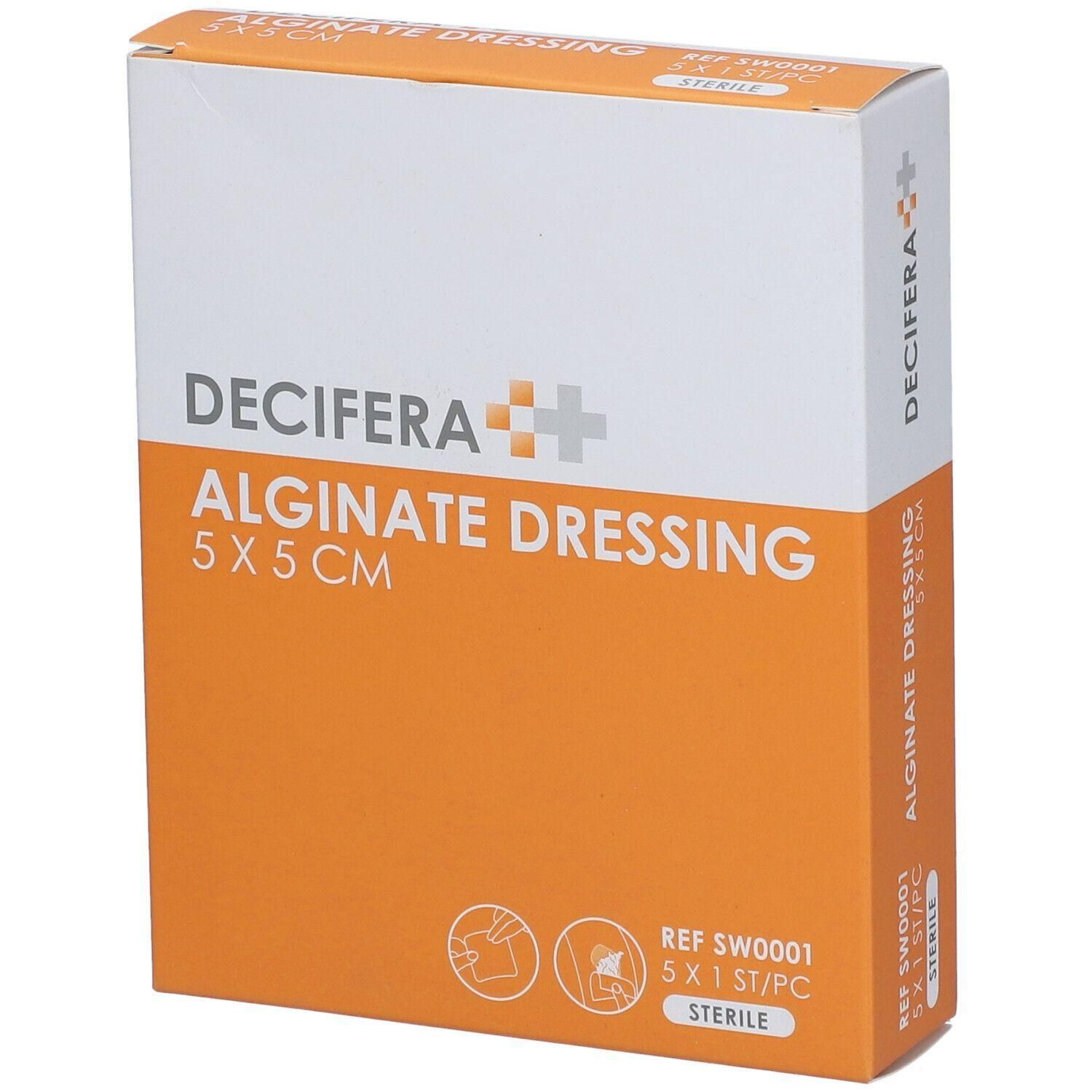 DECIFERA Alginate Dressing, 5x5 cm, steriel.