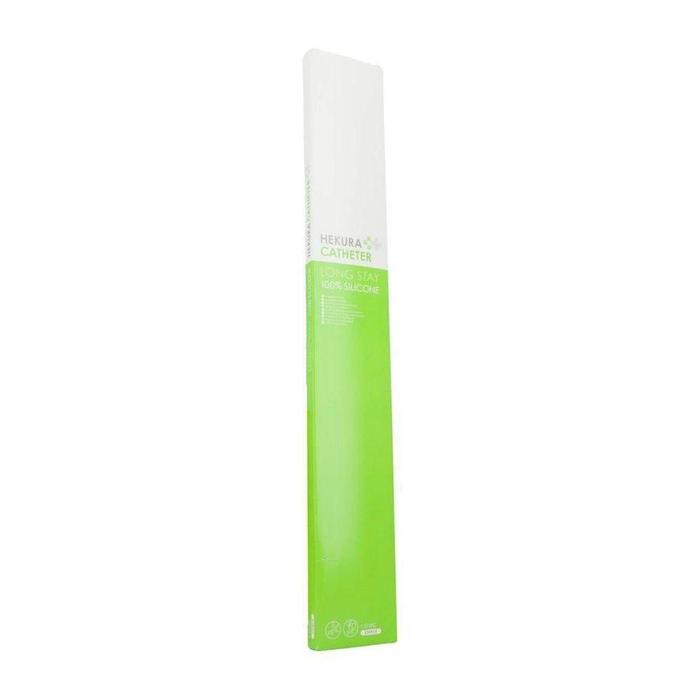 Cathéter Hekura 100% silicone, 2 voies, CH20. Emballage aux accents verts et blancs.