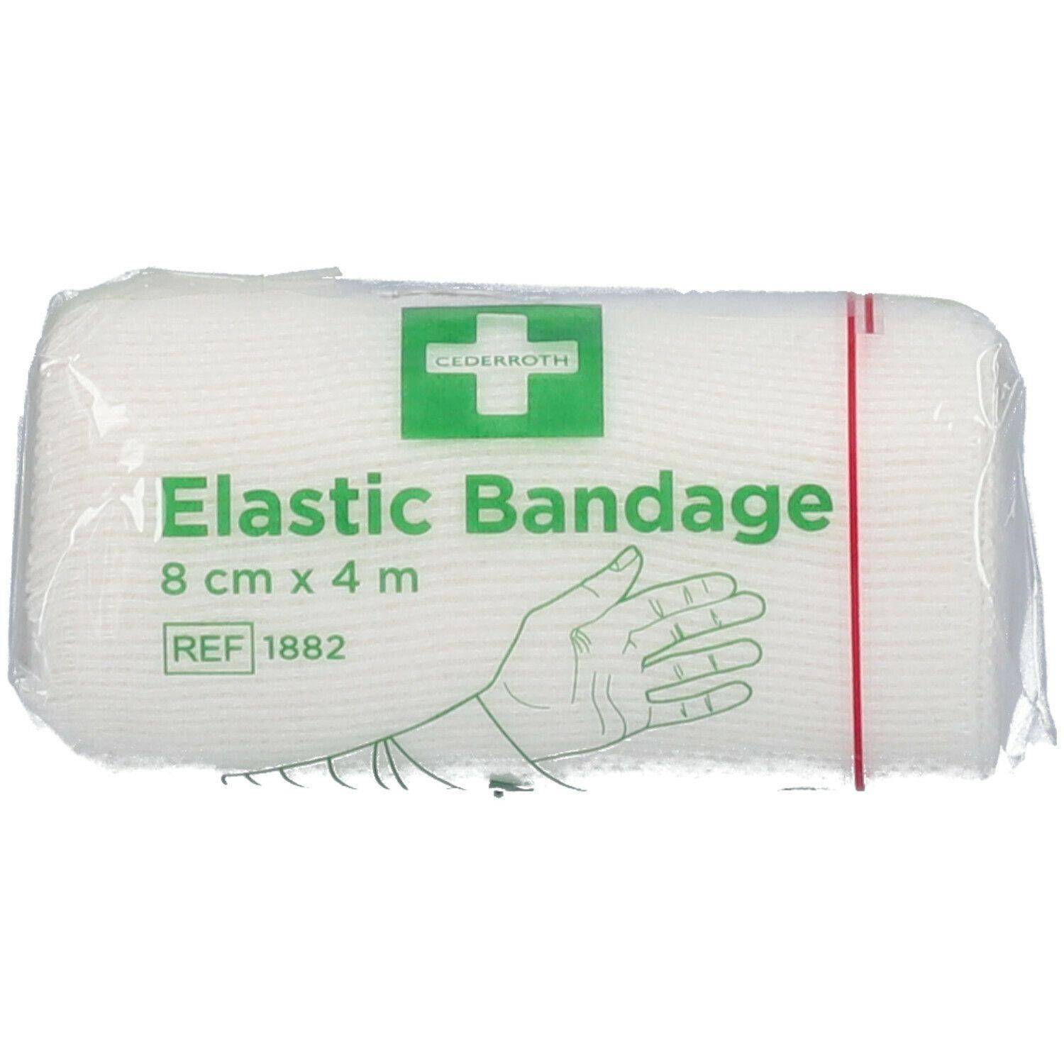 Bande élastique, 8 cm x 4 m, avec logo Cederroth et référence 1882.