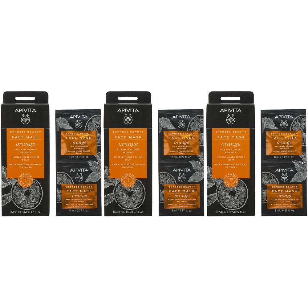 Six paquets de masque visage Apivita Express Beauty Orange.