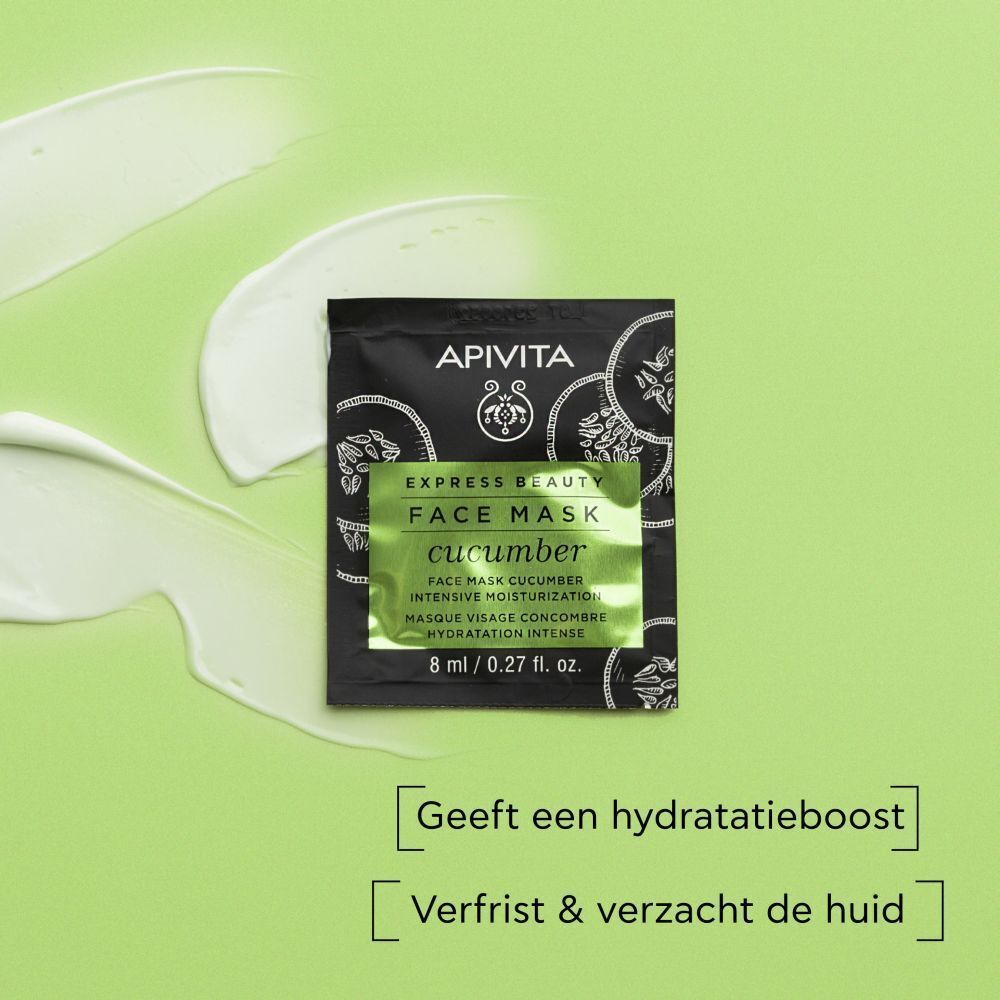 Apivita Express Beauty gezichtsmasker komkommer, 8ml. Intens hydraterend.